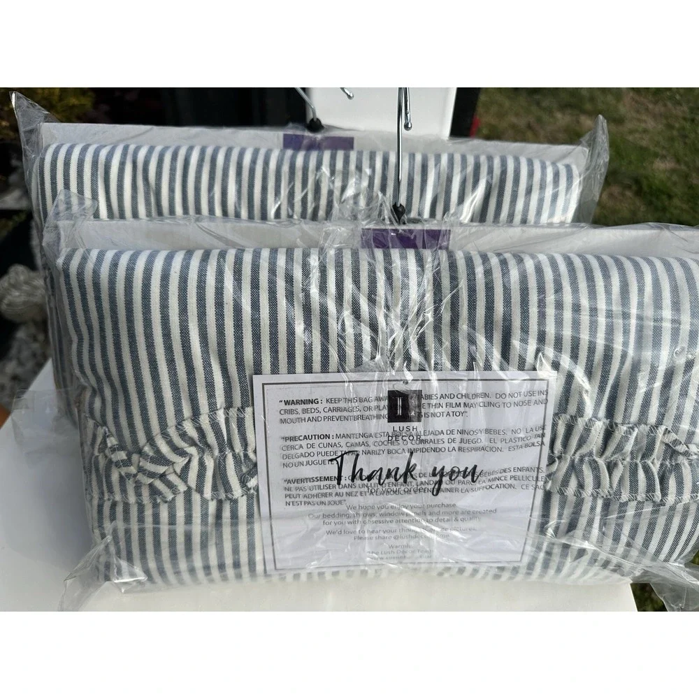 Lush Decor Vintage Stripe Yarn Dyed Cotton Window Curtain Panel Pair 80